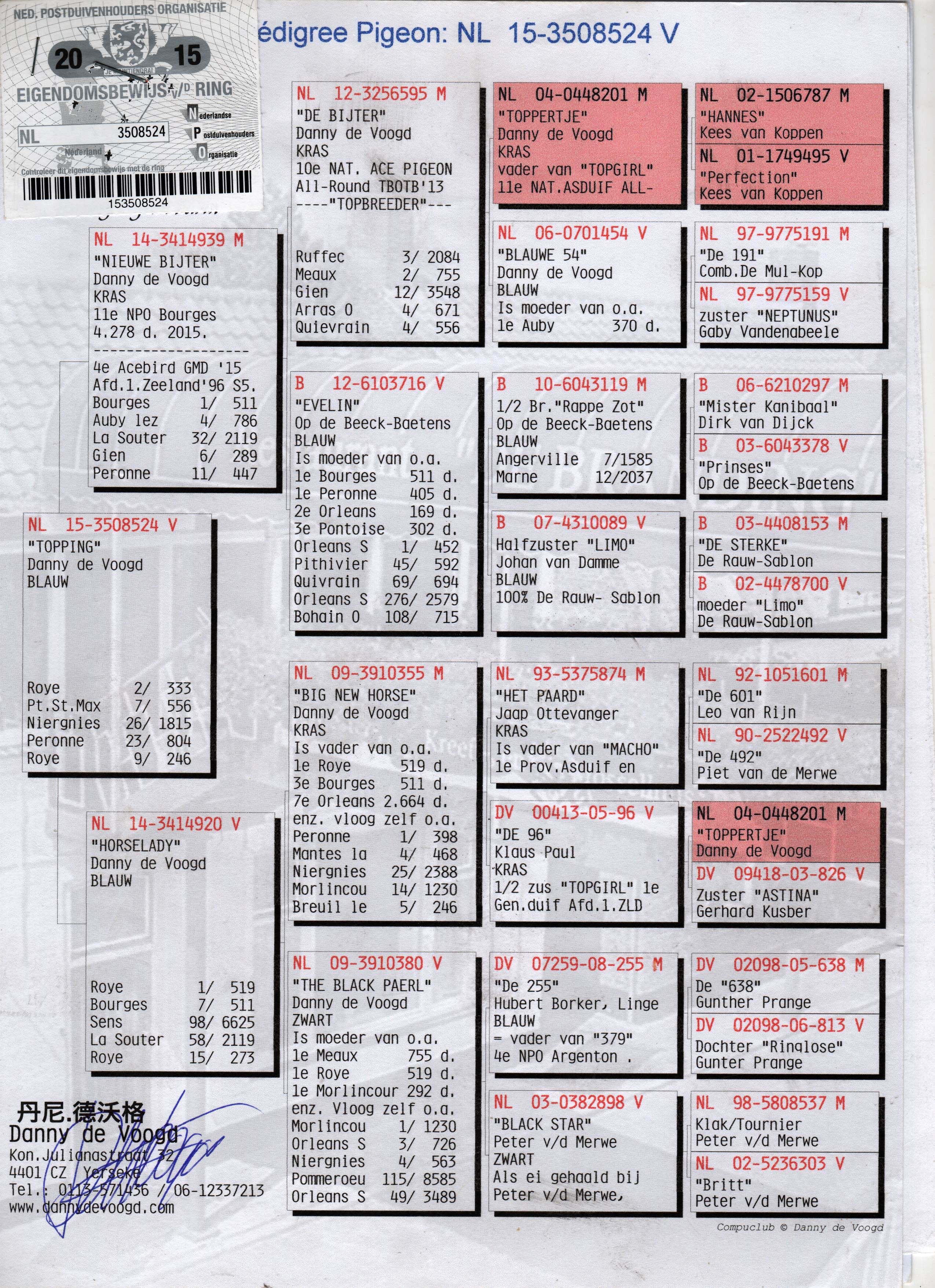 NL15-3508524 DİŞİ  / KENDİSİ YARIŞMIŞTIR  