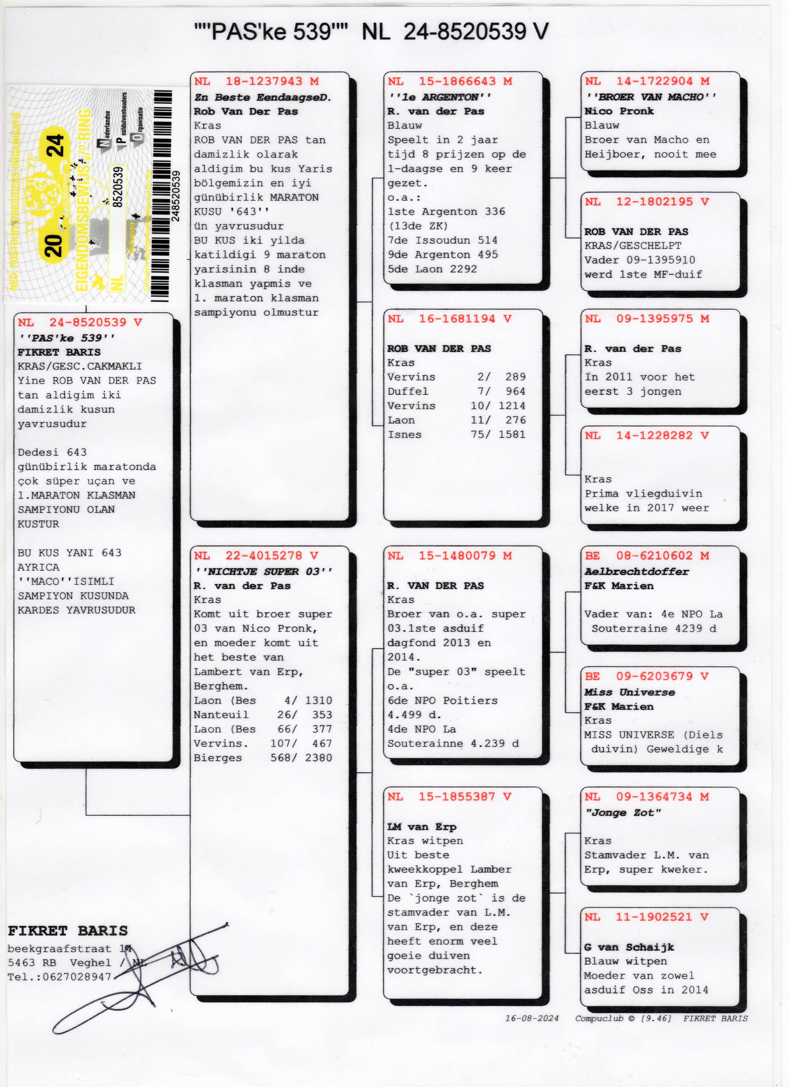 NL24-8520539 DİŞİ  / PASKE 539